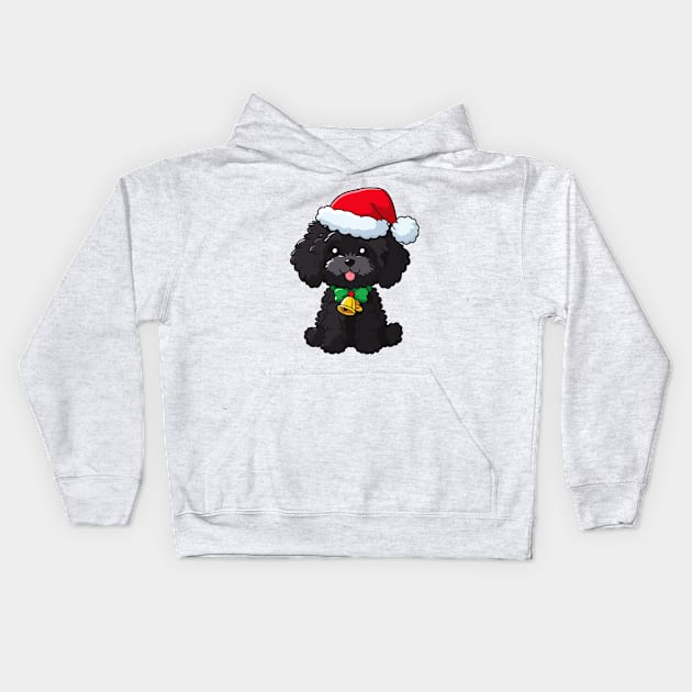 Black cavapoo xmas Kids Hoodie by rysiupol